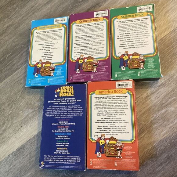 School house Rock VHS Set Of 5 Tapes Grammar Science Multiplication America Rock - Picture 4 of 8